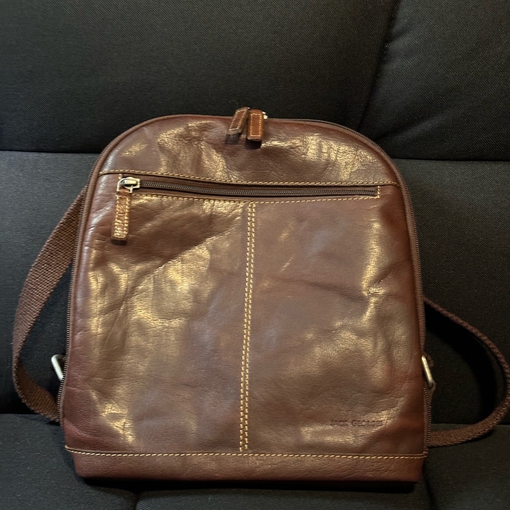 Jack Georges Voyager Bag convertible backpack crossbody - brown leather